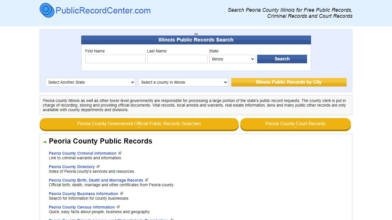 Peoria County Illinois Free Public Records - Court Records ...