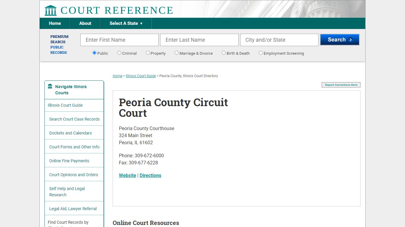 Peoria County Circuit Court - Court Records Directory